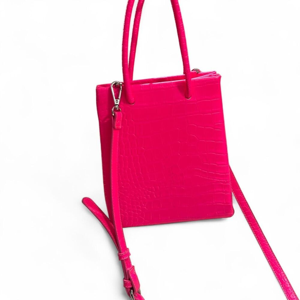 Hot Pink Croc Embossed Mini Tote Bag